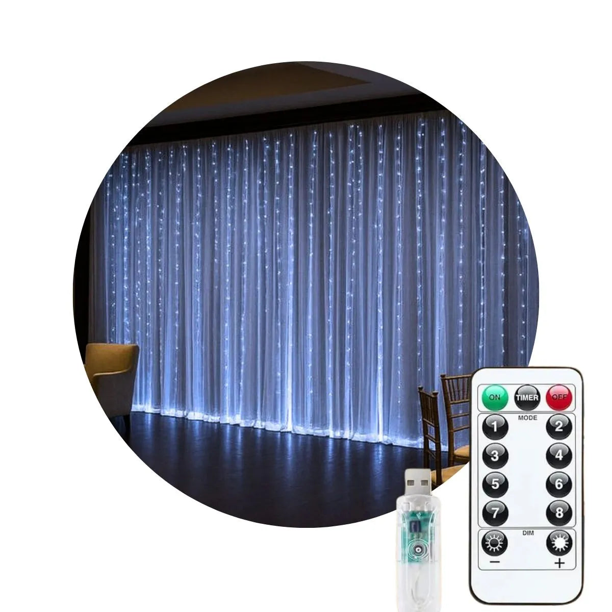 Cortina 300 Leds 3x3m Pisca Pisca USB IP44 8 Modos De Iluminação Luzes De Fada Decoração Natal Festa LuvinCo