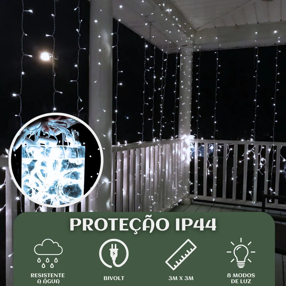 Cortina 300 Leds 3x3m Pisca Pisca USB IP44 8 Modos De Iluminação Luzes De Fada Decoração Natal Festa LuvinCo