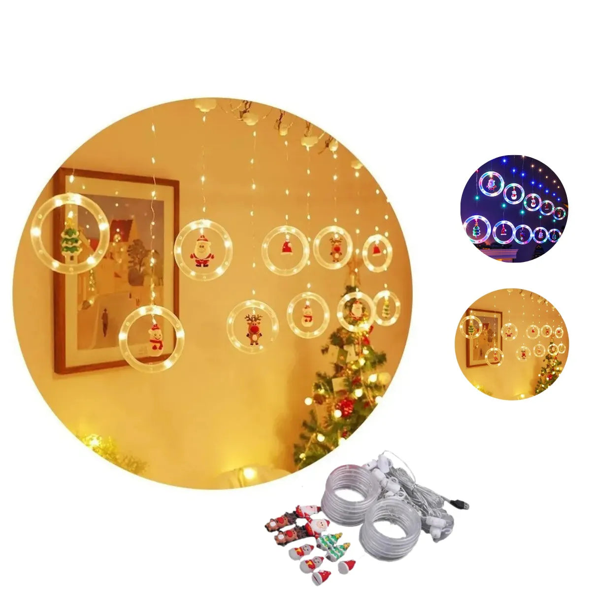 Pisca Cascata 130 Led IP65 Prova De Água 3,0m Cortina Varal Figura Decoração Natal Varal LuvinCo Bivolt