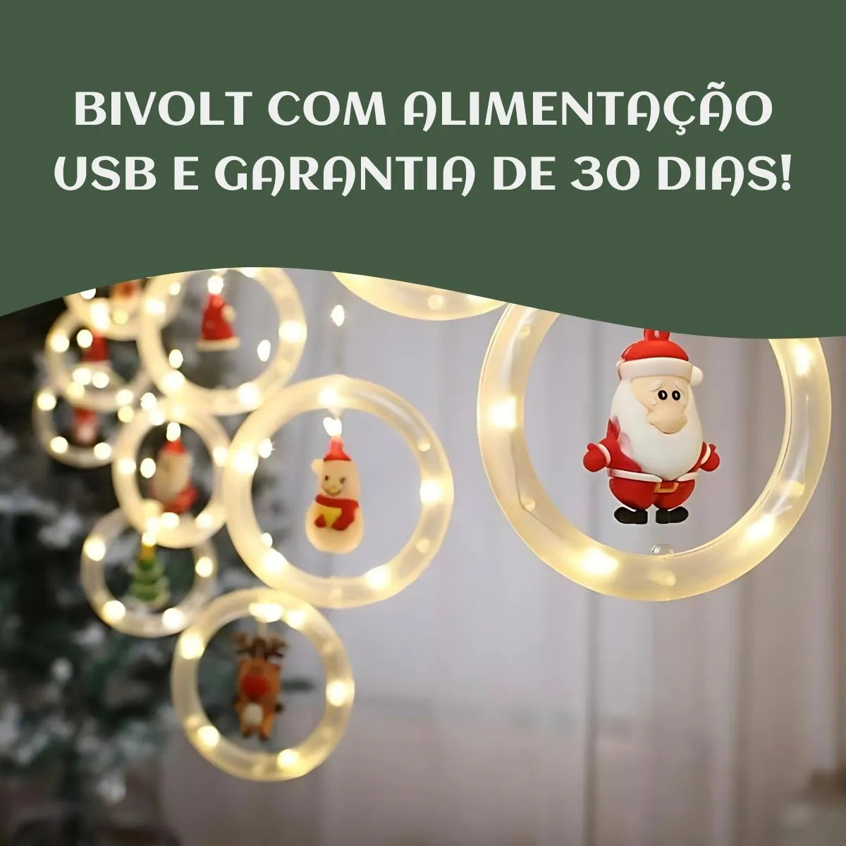 Pisca Cascata 130 Led IP65 Prova De Água 3,0m Cortina Varal Figura Decoração Natal Varal LuvinCo Bivolt