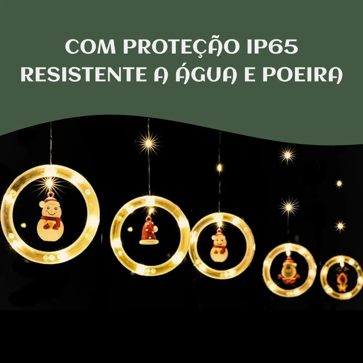 Pisca Cascata 130 Led IP65 Prova De Água 3,0m Cortina Varal Figura Decoração Natal Varal LuvinCo Bivolt