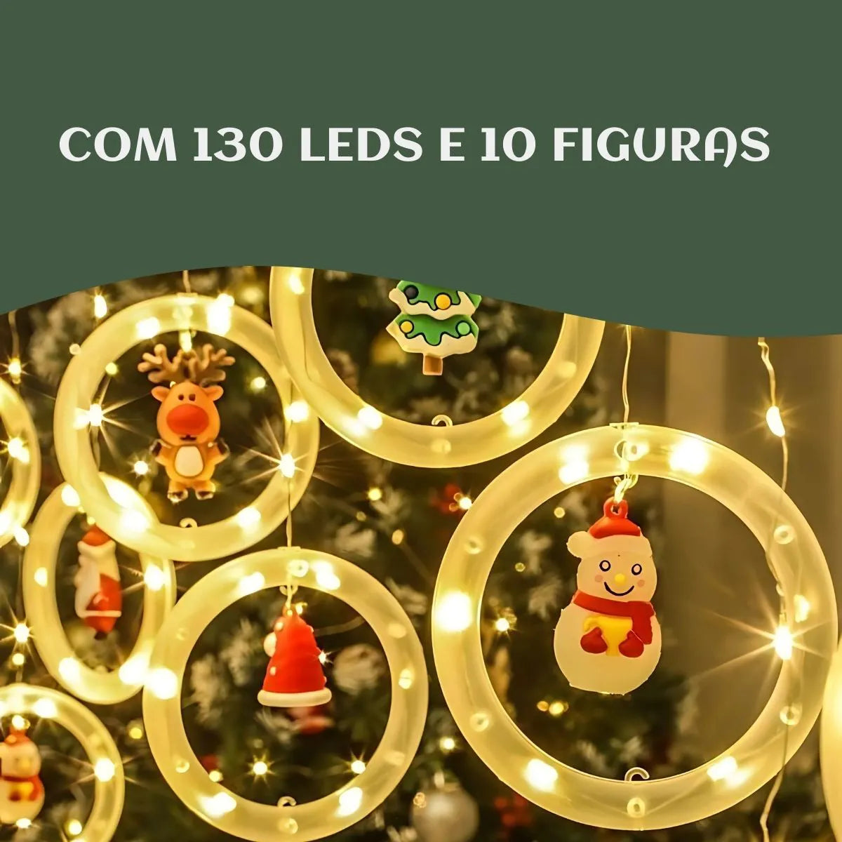 Pisca Cascata 130 Led IP65 Prova De Água 3,0m Cortina Varal Figura Decoração Natal Varal LuvinCo Bivolt