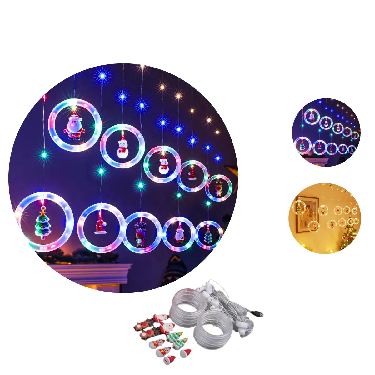 Pisca Cascata 130 Led IP65 Prova De Água 3,0m Cortina Varal Figura Decoração Natal Varal LuvinCo Bivolt