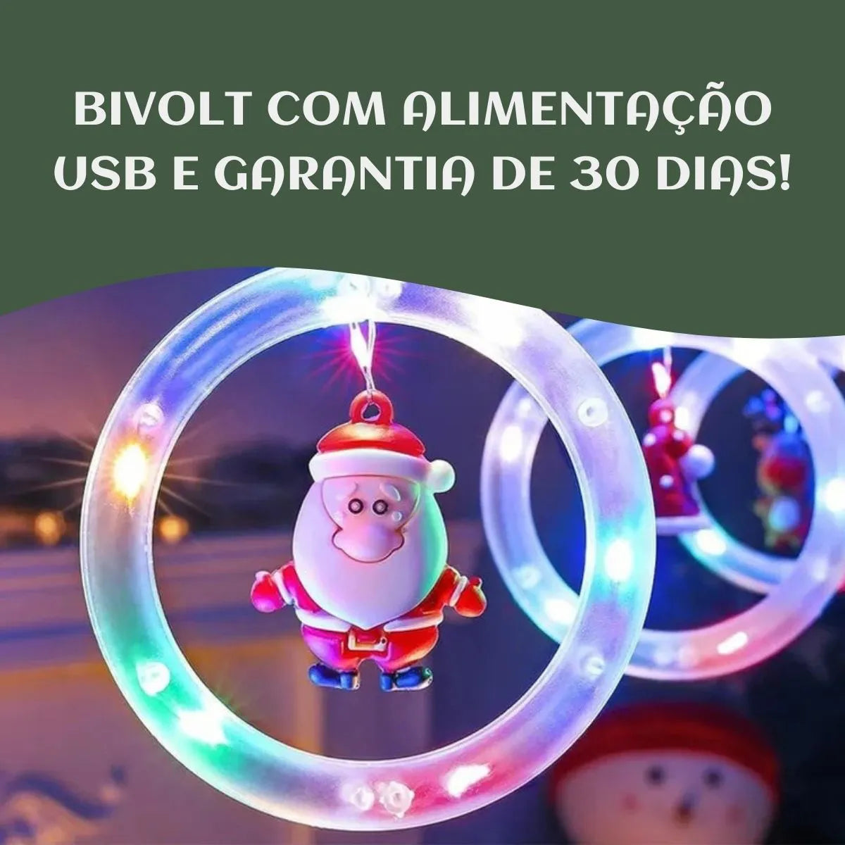 Pisca Cascata 130 Led IP65 Prova De Água 3,0m Cortina Varal Figura Decoração Natal Varal LuvinCo Bivolt