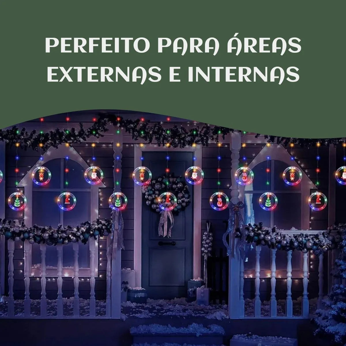 Pisca Cascata 130 Led IP65 Prova De Água 3,0m Cortina Varal Figura Decoração Natal Varal LuvinCo Bivolt