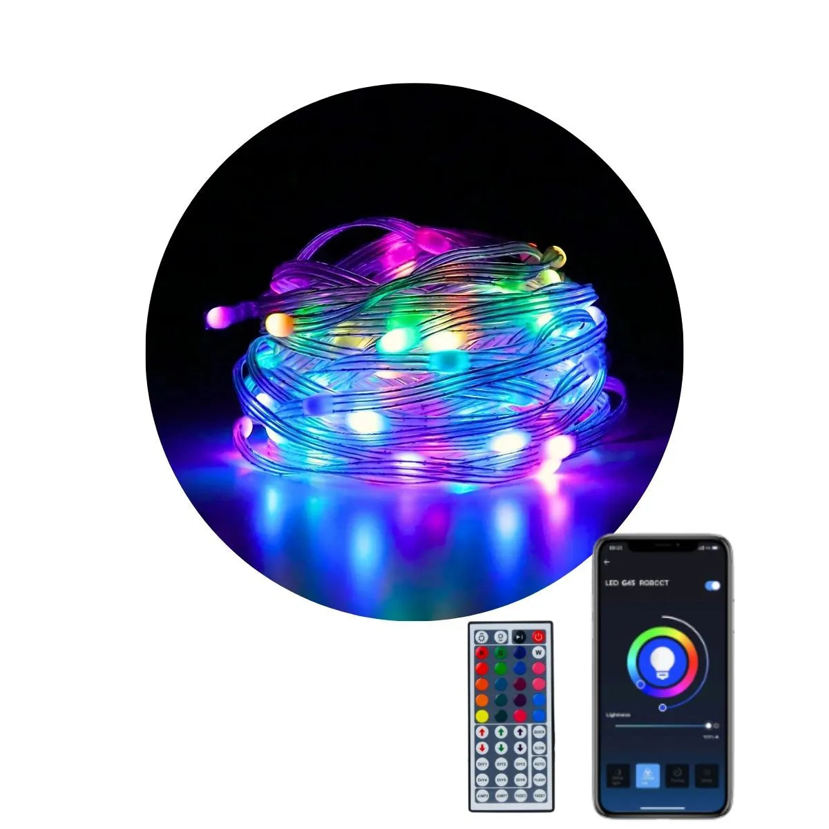 Pisca Pisca 100 Leds 10m Natal Smart Bluetooth USB 100 Controle 6 Funções IP65 Prova De Água LuvinCo