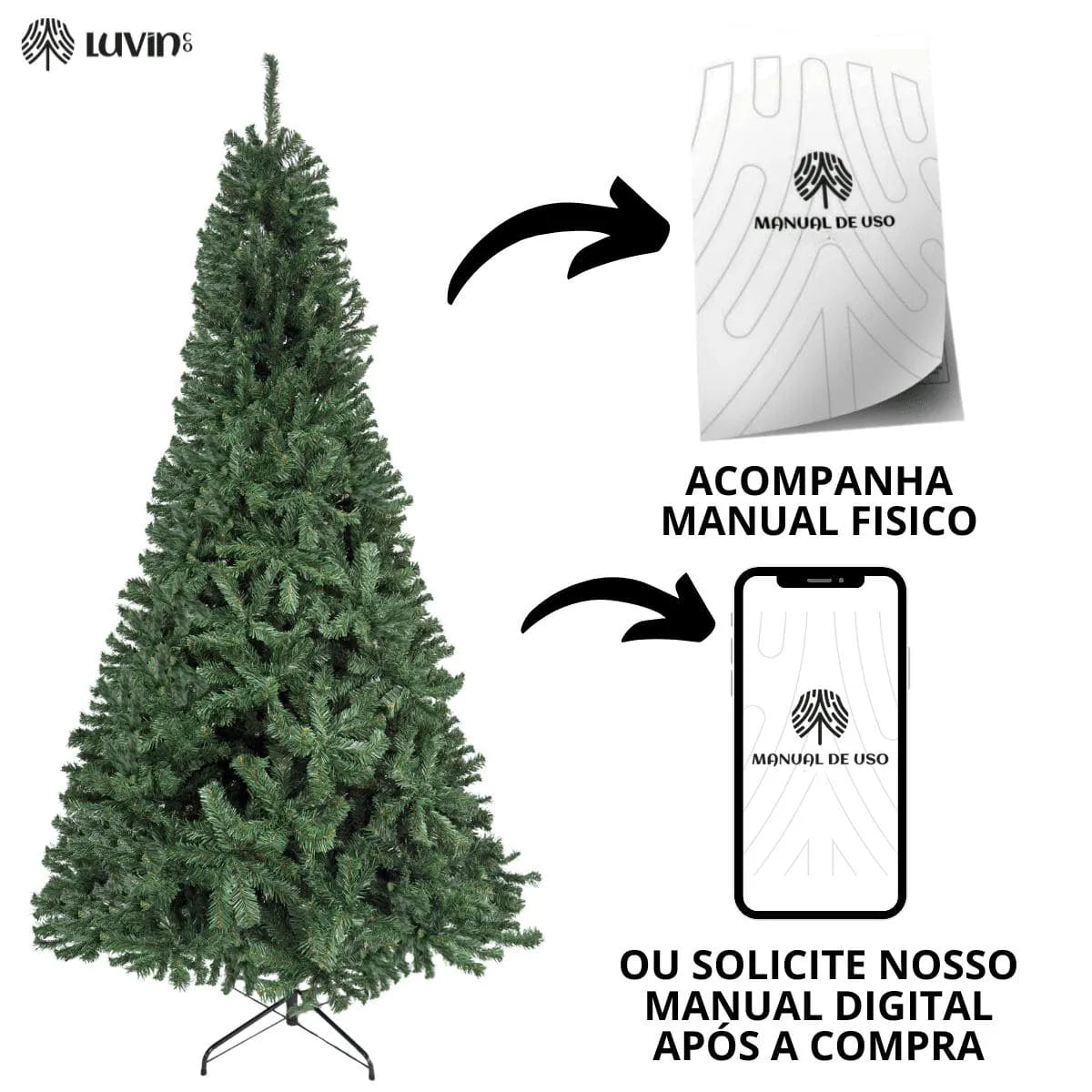 Árvore De Natal Pinheiro Canadense Luxo 1,80m 800 Galhos Tradicional Verde Imperial Premium Grande Cheia Luvinco