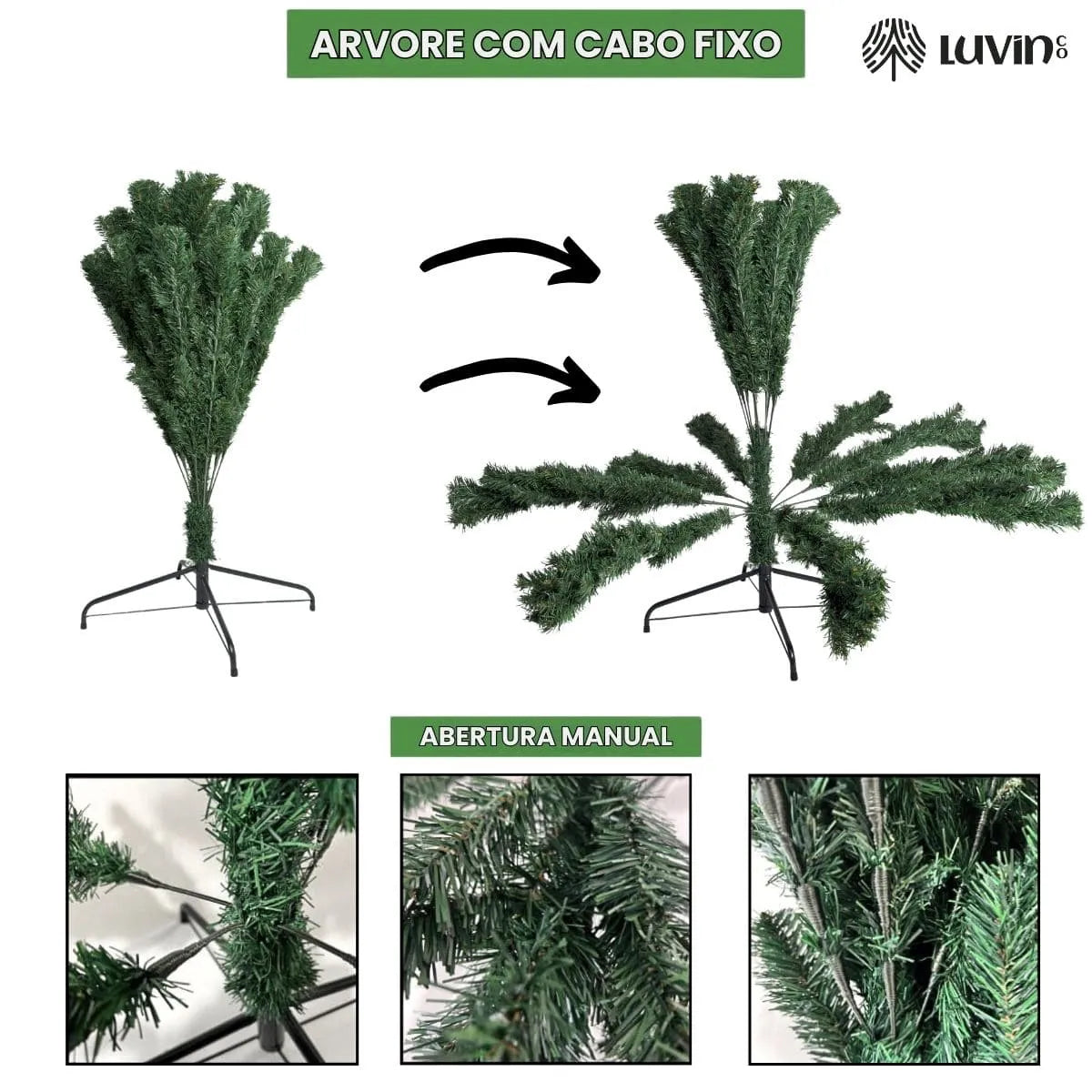 Árvore De Natal Pinheiro Canadense Luxo 3,00m 2500 Galhos Tradicional Verde Imperial Premium Grande Cheia Luvinco