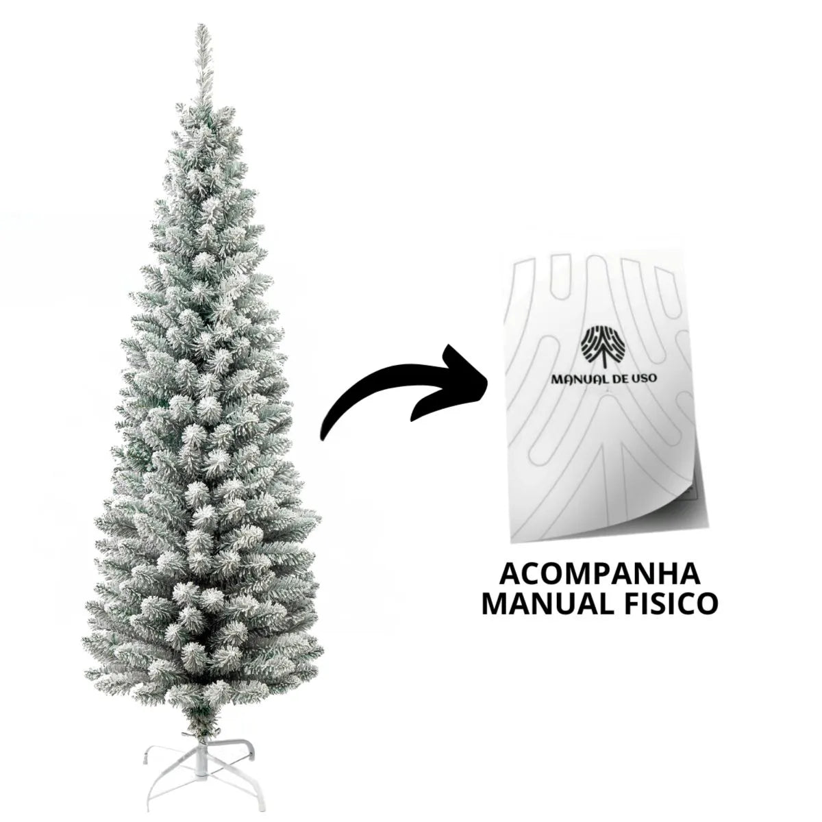 Árvore Natal Slim Nevada 2,40m 800 Galhos Pinheiro Tradicional Fina Luxo Cheia Luvinco